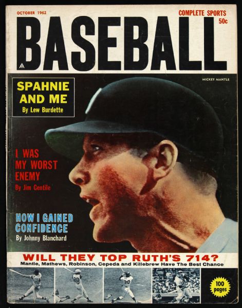 1962 Baseball Magazine w/ Mickey Mantle Cover