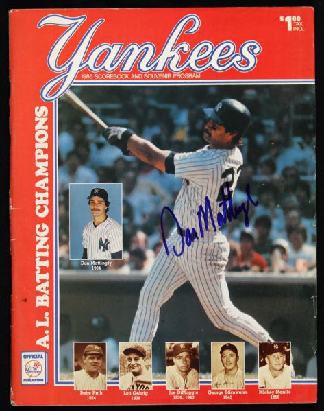 1985 Don Mattingly New York Yankees Signed Yankee Stadium Souvenir Program (JSA)