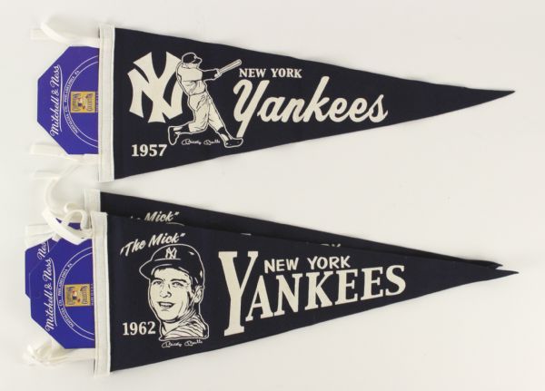 2000s Mickey Mantle New York Yankees Mitchell & Ness Pennant & Trading Card Collection - Lot of 8