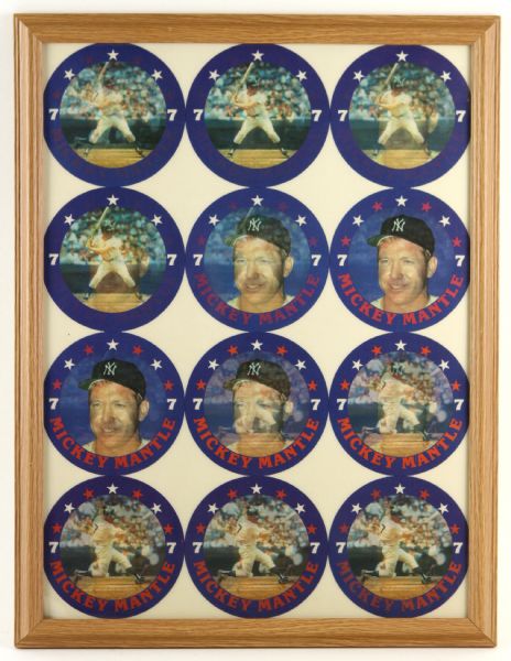 1986 Mickey Mantle Framed Sportflics Discs Uncut Sheet of 12 (17" x 21") 