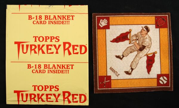 2006 Mickey Mantle Topps Turkey Red Blanket Box Topper w/ Original Wrapper New York Yankees 6" x 6"