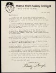1957 Casey Stengel Letter to Minneapolis Star Tribune Carrier New York Yankees