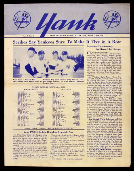 1953 New York Yankees "Yank" Magazine w/ Whitey Ford Mickey Mantle