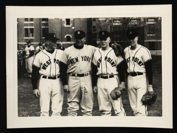 1960s Velmamat Photo Featuring Mickey Mantle New York Yankees w/ Army Cadets 4" x 5" 