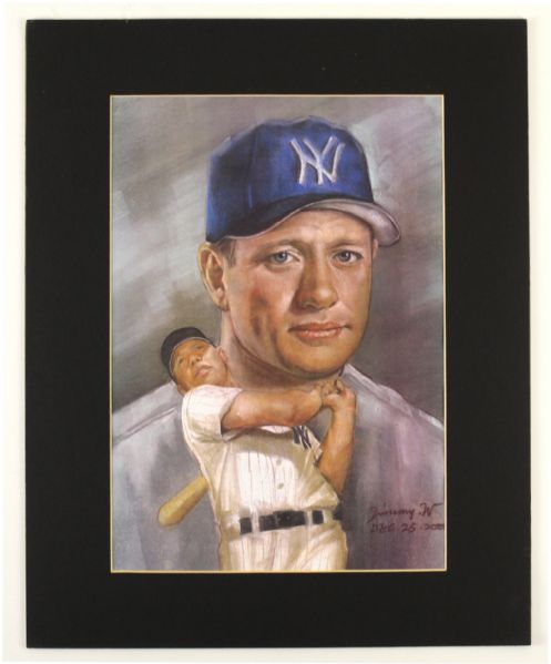 2000 Mickey Mantle New York Yankees 16" x 20" Matted Jimmy W Lithograph