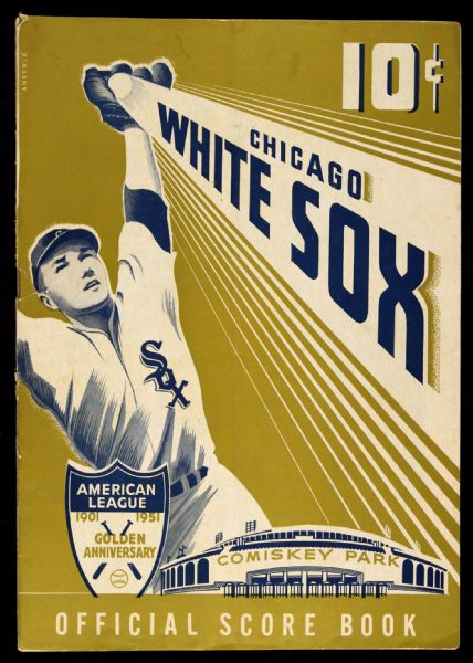1951 Chicago White Sox New York Yankees Program Mickey Mantle Rookie Year No. 6 (Unscored)