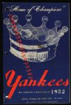 1952 Philadelphia As New York Yankees Scorecard Bobby Shantz 24th Victory (Scored)