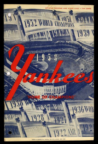 1953 New York Yankees Washington Senators Program (Scored)