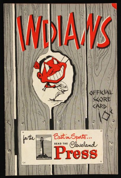 1951 Cleveland Indians New York Yankees Cleveland Stadium Scored Program w/ Bob Lemon Complete Game 3 Hitter