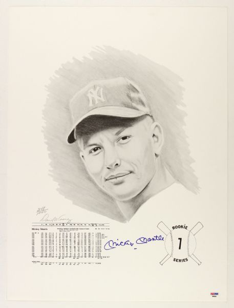 1990s Mickey Mantle New York Yankees Signed 18" x 24" David Cooney Rookie Series Lithograph (PSA/DNA) 248/1000