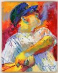 2008 Mickey Mantle New York Yankees 16" x 20" Original Richard Wallid Art Work