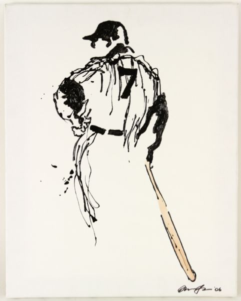2006 Mickey Mantle New York Yankees 16" x 20" Original Russ Opdahl Art Work