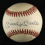 1984-94 Mickey Mantle New York Yankees Single Signed OAL Brown Baseball (JSA)