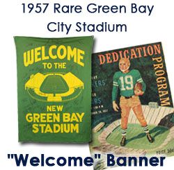 1957 Historic Green Bay Packers Autographed "Welcome to the New Green Bay Stadium" 32" x 48" Stadium Banner w/ 26 Signatures: Bart Starr, Tony Canadeo & More (JSA)