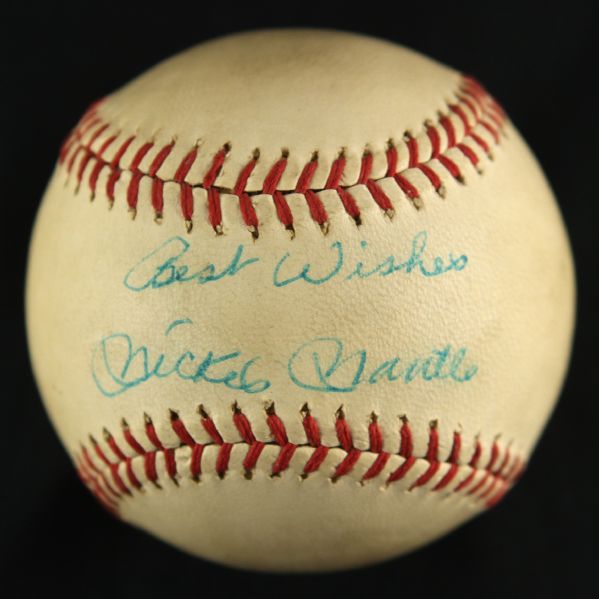 1960s circa Signed Mickey Mantle New York Yankees Babe Ruth League Baseball w/ Best Wishes Inscription Early Signature (JSA)