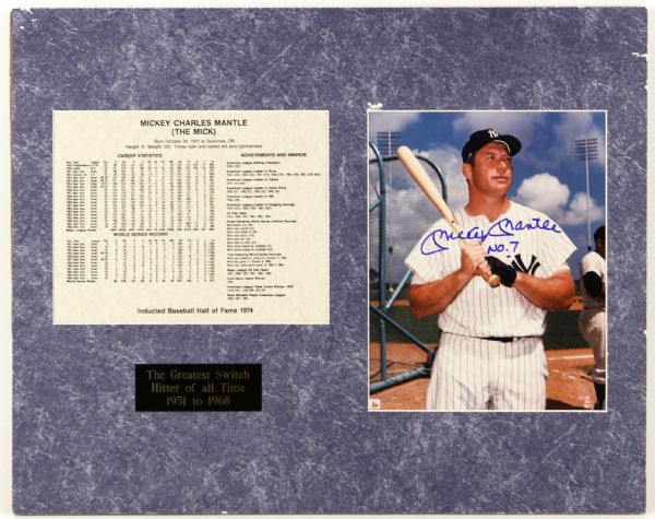 1980s Mickey Mantle New York Yankees Signed & Inscribed "No. 7" 16" x 20" Matted Display (PSA/DNA)