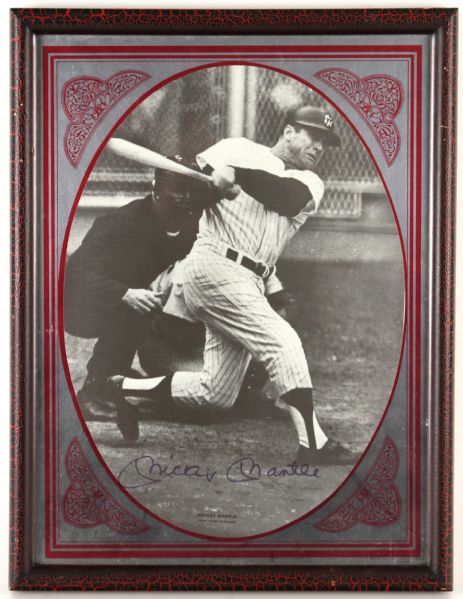 1985 Signed Mickey Mantle Framed Mirror New York Yankees "16 x 20" (JSA*)