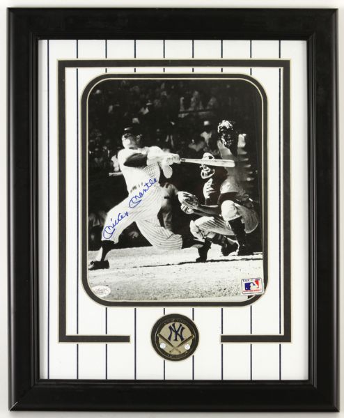 1988 Mickey Mantle New York Yankees Signed 14" x 17" Framed Display *JSA*