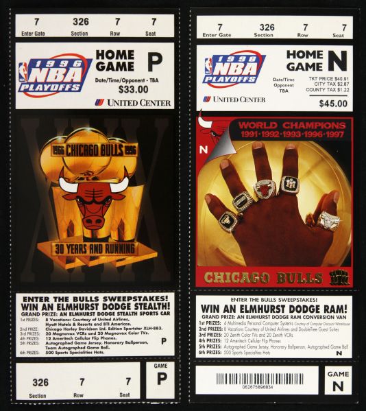 1996-98 Chicago Bulls United Center NBA Playoffs Ticket Stubs - Lot of 2