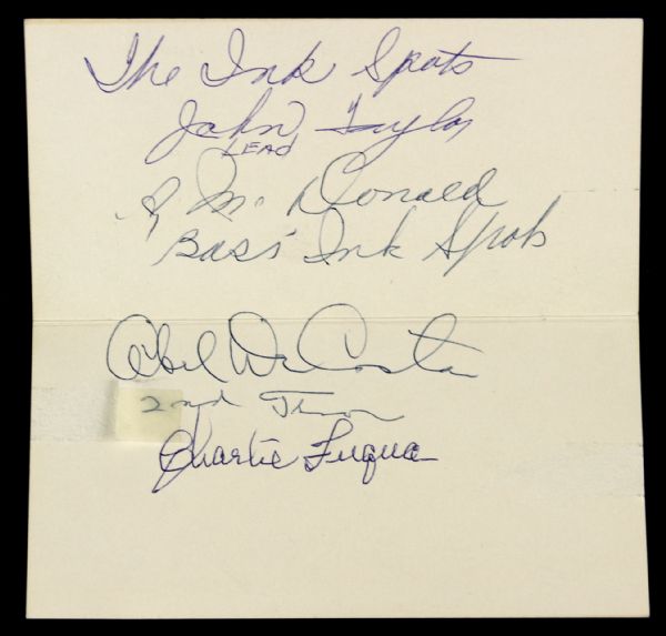 1960s Ink Spots Multi Signed Placard From Show at Mickey Mantles Joplin Holiday Inn (JSA)