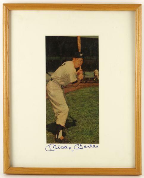 1950s circa Signed Framed Display Mickey Mantle New York Yankees  17" x 21" (JSA)