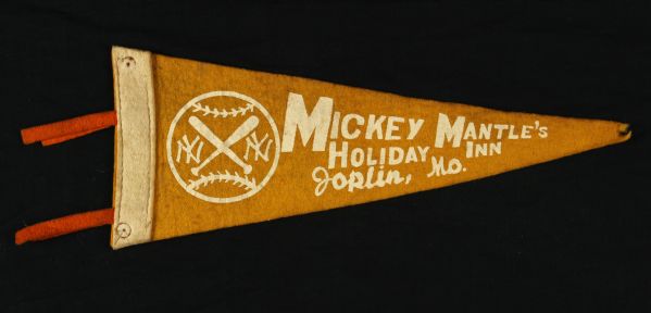 1960s Mickey Mantles Holiday Inn Joplin Missouri 12" Mini Pennant