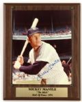 1980s Signed Mickey Mantle New York Yankees Hanging Wall Display 11" x 13" (JSA)