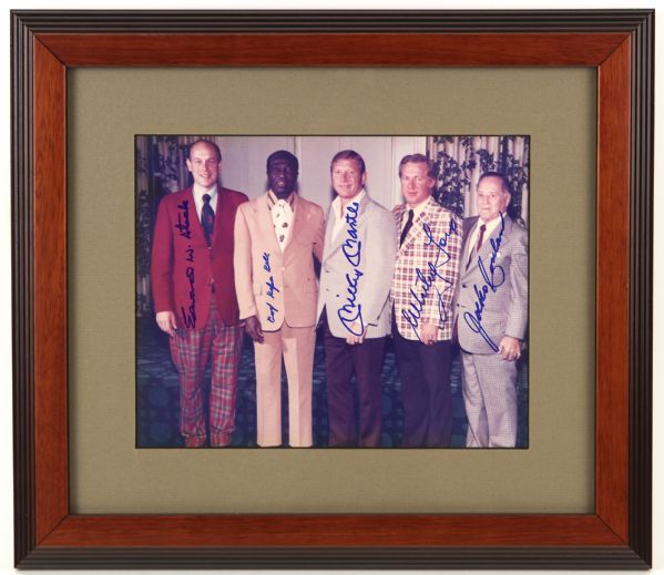 1974 Mickey Mantle Whitey Ford Cool Papa Bell Jocko Conlan Edward Stack Signed 14" x 16" Framed Photo (JSA) 