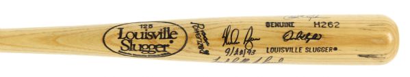 1993 Nolan Ryan Dave Magadan Dual Signed Professional Model Louisville Slugger (MEARS LOA) Last Batter Ryan Ever Faced