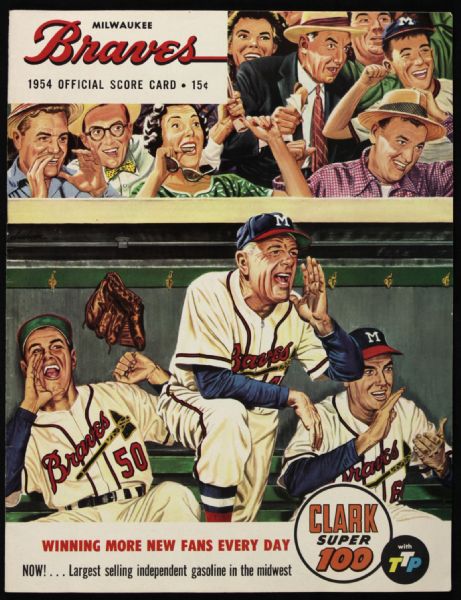 1954 Milwaukee Braves New York Giants County Stadium Official Scorecard Unscored