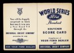 1935 Detroit Tigers World Series Ford Motor Company Souvenir Broadcast Scorecard (Unscored)