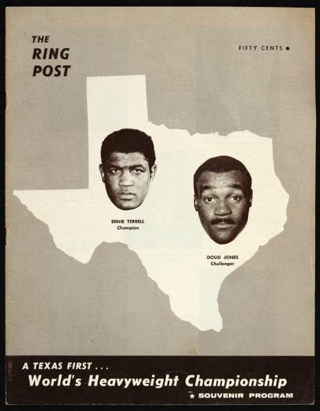 1966 Ernie Terrell vs. Doug Jones Sam Houston Coliseum Heavyweight Title Fight Program