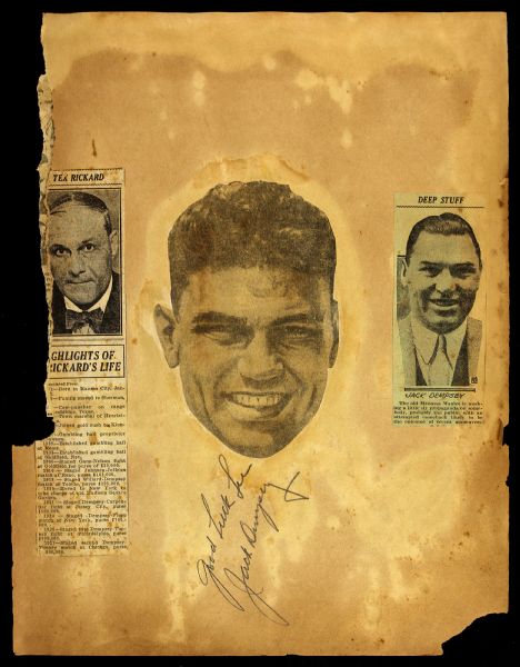 1920s circa Jack Dempsey World Heavyweight Champion Signed Scrapbook Page *JSA*
