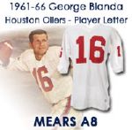 1961-66 George Blanda Houston Oilers Game Worn Road Jersey (MEARS A8/Player LOA) Style Worn During the 1961 Championship / Final Season!