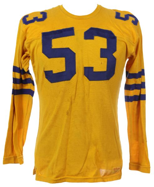 1957-59 Yellow Durene #53 Game Worn Wilson Football Jersey