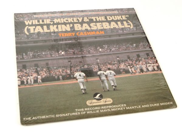 1981 Talkin Baseball Record Limited Edition w/Willie Mays Mickey Mantle Duke Snider Facsimile Signatures (12" x 13")