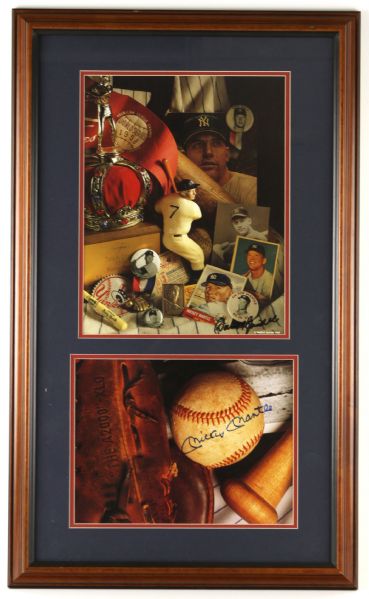 1993 Mickey Mantle New York Yankees Signed 18" x 31" Framed David Spindel Memorabilia Display Lithograph (JSA)