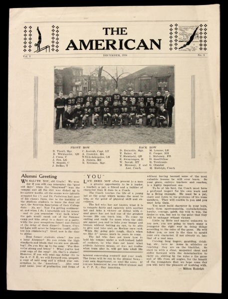 1934 The American College of Physical Education Magazine Featuring Football Team on Cover 
