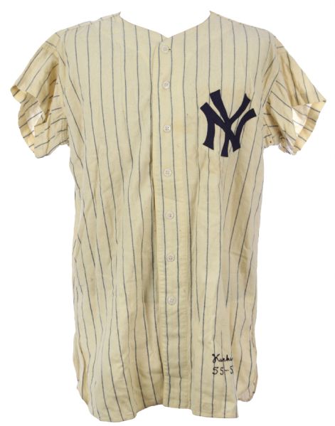 1955 Johnny Kucks New York Yankees Game Worn Home Jersey w/ Number Change (MEARS LOA)