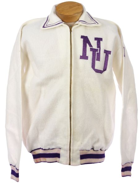 1960s Northwestern Wildcats Game Worn Warm Up w/ Fleece Jacket & Satin Pants (MEARS LOA)