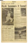 1974 Hank Aaron Atlanta Braves Signed Chicago Tribune Sports Section (JSA)