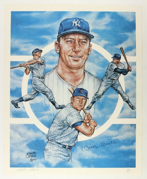 1983 Mickey Mantle New York Yankees Signed 21" x 27" Joseph Catalano Lithograph (JSA) 24/750