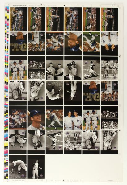 1996 Mickey Mantle New York Yankees Topps Uncut 19" x 28" Trading Card Sheet w/ 38 Cards
