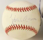 1970's-90's Hank Aaron Atlanta Braves Memorabilia Colleciton - Lot of 3 w/ Mini Bat, Cooperstown Bear & Signed Ball (JSA)
