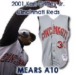 2001 Ken Griffey Jr. Cincinnati Reds Game Worn Road Vest (MEARS A10)