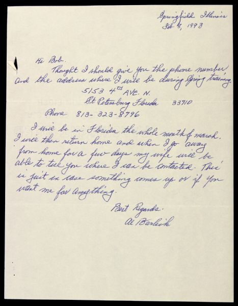 1990s Signed Al Barlick Letter - Hall of Fame Umpire (MEARS LOA)