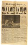 1969 Philadelphia Inquirer Newspaper Featuring Man Lands On Moon