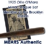 1925 Ollie OMara Minor League/Post Career H&B Louisville Slugger Professional Model Game Used Bat (MEARS LOA) Sidewritten "Ollie OMara 07-25-25"