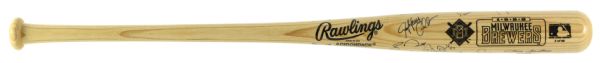1996 Milwaukee Brewers Team Signed Team Logo Bat w/ 25 Signatures (JSA) 3/96
