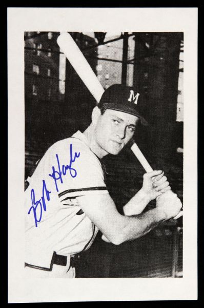 1980s Bob Hazle Milwaukee Braves Signed 4" x 6" Paperstock Photo (JSA)